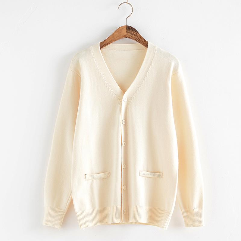 Unisex Japanese College-Style Knitted Cardigan Sweater for Students