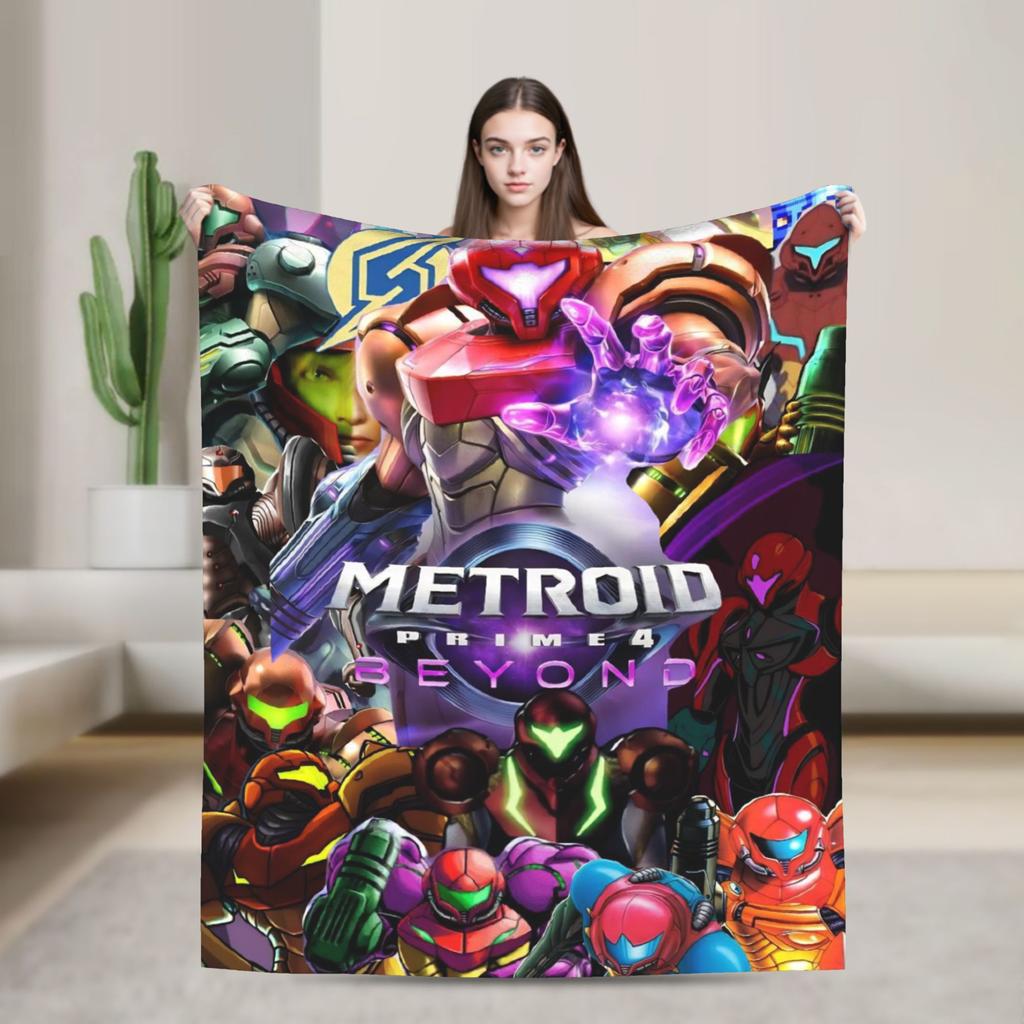 Soft Blankets Decorative Metroids Hero Game  Throw Blanket  Flannel Bedspread For Couch Chair Aesthetic Sofa Bed Cover