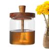 Honey Jar High Borosilicate Glass Sealed Tank with Wooden Lid Mixing Rod Wood Dip Sticks Transparent Honey Sealed Storage Jars