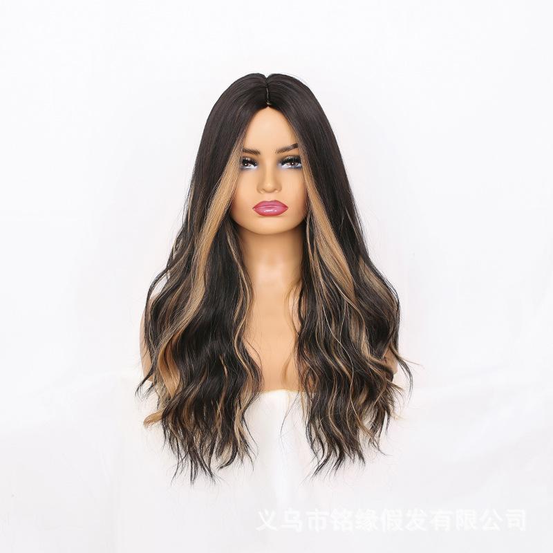 Bybrana Ladies Gradient Color Big Wave Midpoint Synthetic Hair Daily Wear