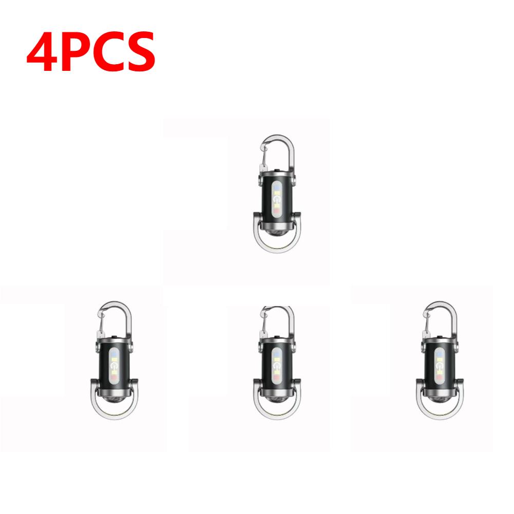 1-5PCS Powerful COB LED Flashlight Keychain USB Rechargeable Hanging Pocket Flashlight Waterproof Keyring For Camping Walking