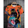 Herren Lustiges 3D Fantasy Tier Katze Dinosaurier Druck T-Shirt Locker Herren Kurzarm Cartoon T-Shirts Outdoor Lässig Streetwear Party Oberteil