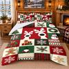 Set Biancheria da Letto Natalizio 3 Pezzi 1 Lenzuolo 2 Federe Stampato Biancheria da Letto per Camera da Letto Regalo di Festa