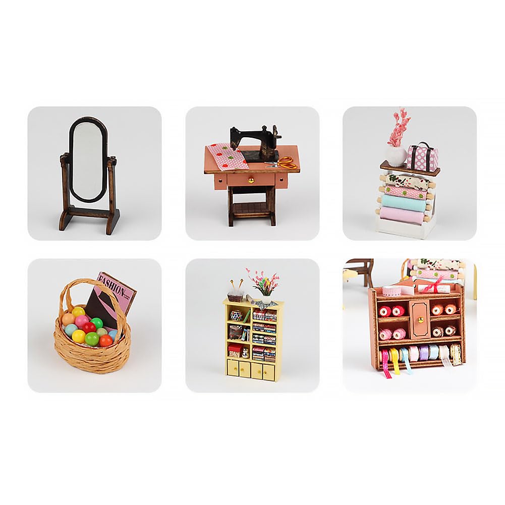 Miniature House Dollhouse 3D Handmade Wooden Puzzle English Interior Perfect for and Gifts Kit, [Dressmaker's Shop] Puzzle, Kit, Instructions, Decor,