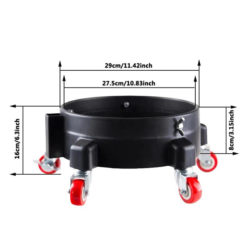 Portable Multi-Functional Car Wash Bucket with Wheeled Base and Transparent Water Tray