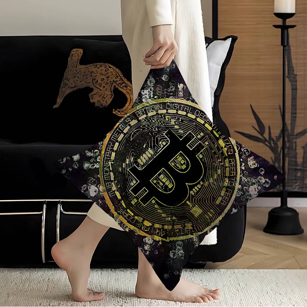 Luxury Bitcoins Pillowcase Toon Gift Cushion Cover Bedroom Home Sofa Chair Seat Decor Pillow Case