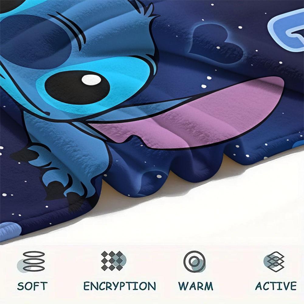 Stitch Cartoon printing Flannel Blanket Bedroom Sofa Camping Warm blanket Gifts for family and friends-MJ003