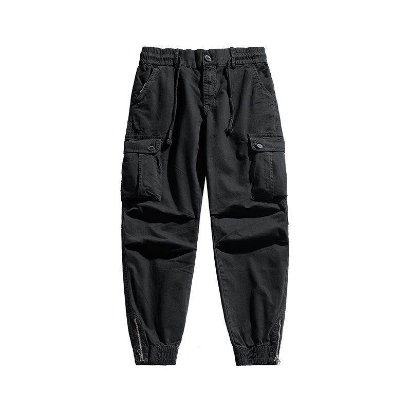 Mens High-Quality Thickened Cotton Work Pants with Multi-Pockets and Cuffed Design for Spring and Autumn