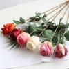 Simulation Flower Vibrant Color Thicker Petals Non-Withering Realistic Looking Bent Freely Decorative Fine Texture Single Branch Artificial Rose