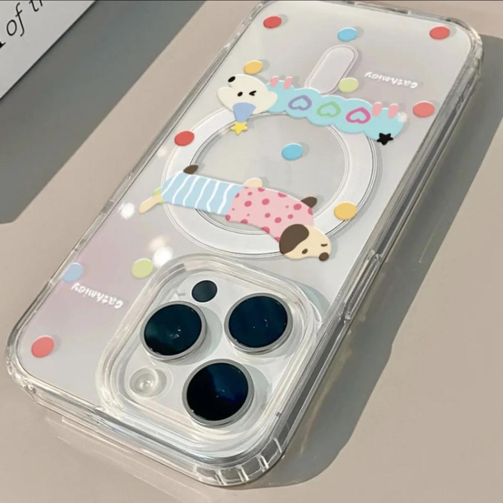 For Magnetic Attraction, for Apple Phone Protective Case, for IPhone Phone Case, Magnetic Attraction with Bracket, Cute Cartoon, Female Super Cute