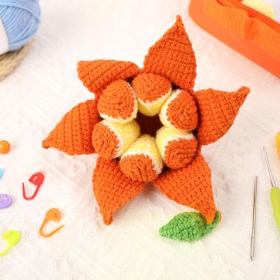 DIY Crochet Peelable Fruit Kit Cute Handmade Knitted Lifelike Orange Fruit Doll with Instruction Yarn Hook for Beginners Handicraft Lovers