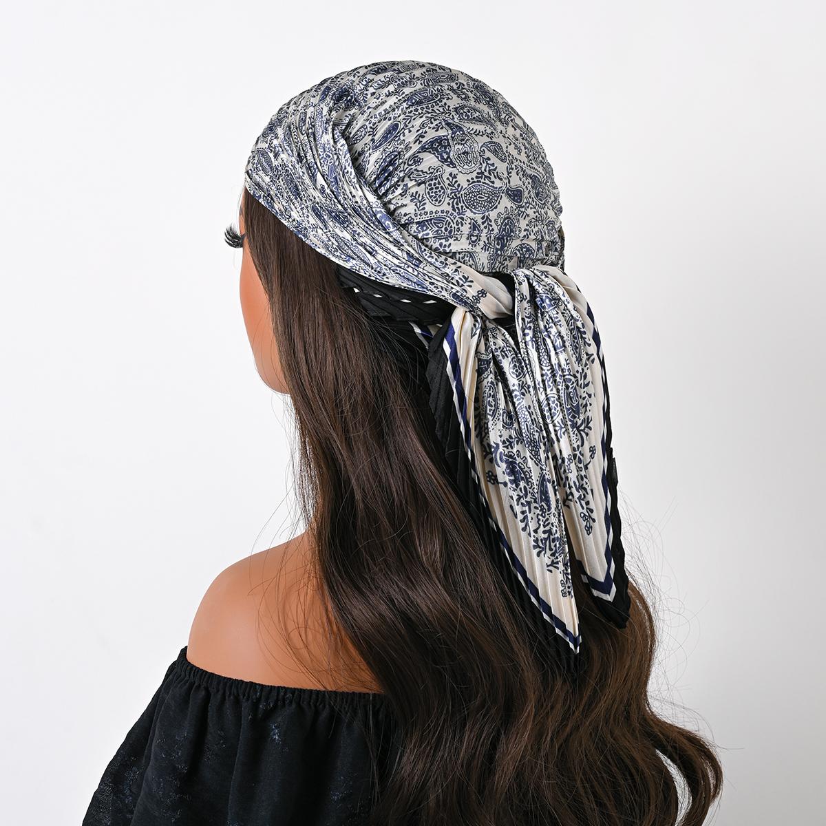 

Четыре сезона 70 см Шелковый плиссированный шарф Пейсли Маленькие шарфы Квадратный шарф Сатиновый платок-галстук Декоративный головной платок Бандана