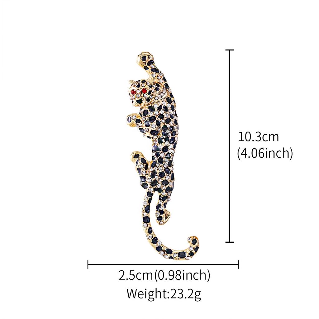 European and American Alloy Diamond-encrusted Leopard Clothing Pin Men's Blazer Corsage High-end Animal Dress Brooch