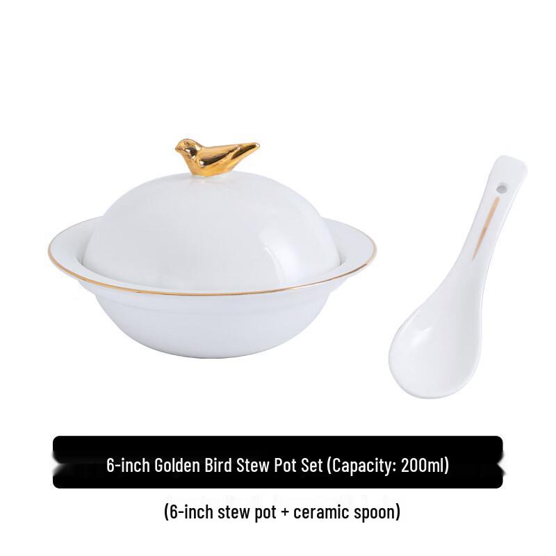 Chinese Style Ceramic Covered Stew Pot