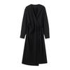 European, American autumn and winter new women's clothing temperament waist foreign style with belt long dress women