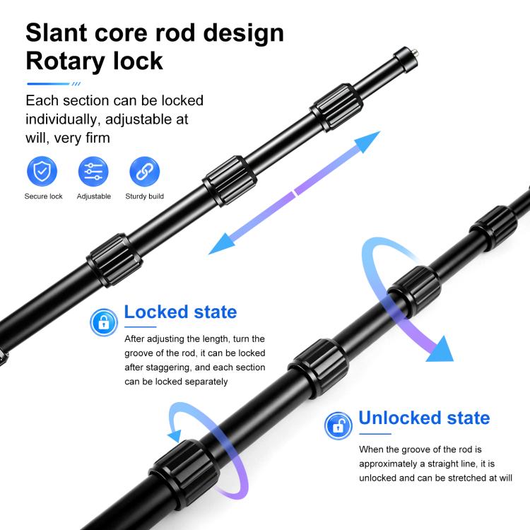 1.5m Aluminum Alloy Invisible Selfie Stick
