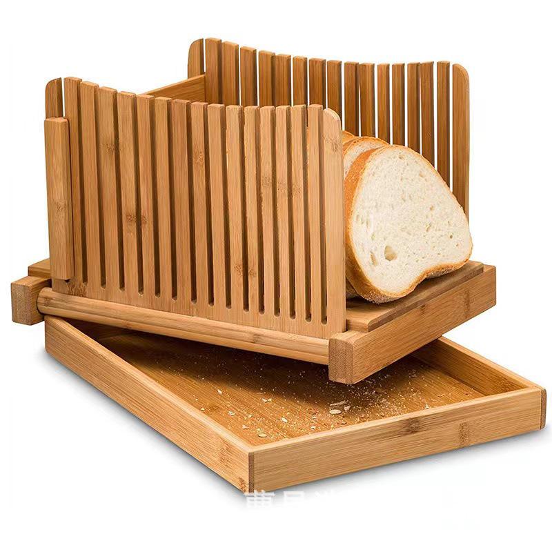Bamboo Multifunctional Bread Slicer with Crumb Tray