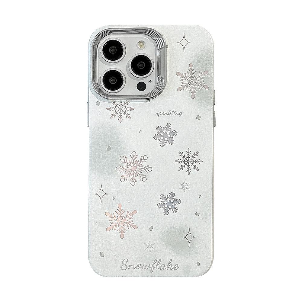 Autumn and Winter Atmosphere Iphone15 Suitable for 14Promax Mobile Phone Case 16 Apple 13 Hollow Snowflake 11 Electroplated Huawei