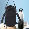 Insulated Water Bottle Sling Bag Adjustable Strap Drawstring Bottle Bag for Hiking Gym Travel Multiple Pockets Bottle Pouch for Phone Keys