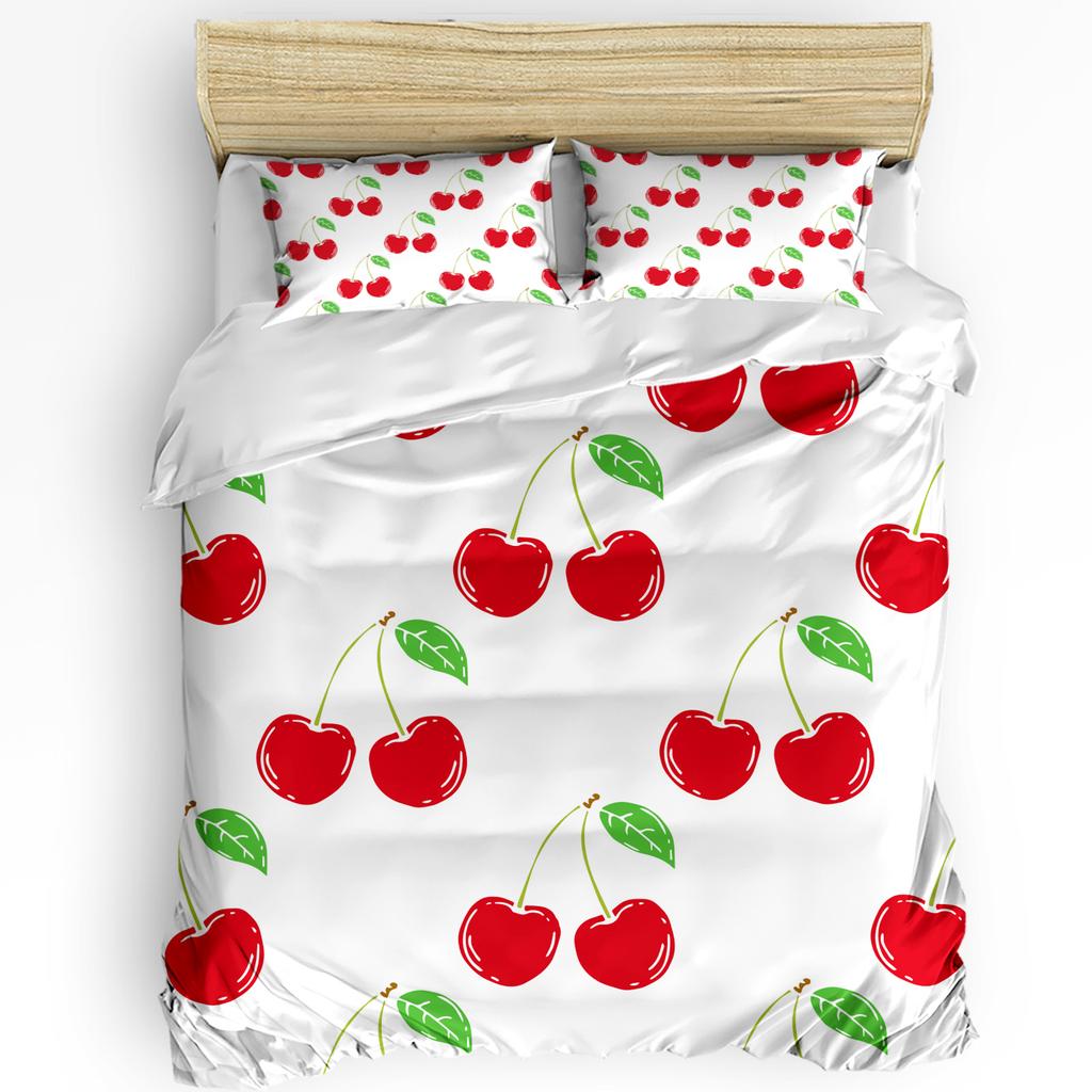 Summer Fruit Red Pomegranate Green Leaf Duvet Cover with Pillow Case Custom 3pcs Bedding Set Quilt Cover Double Bed Home Textile