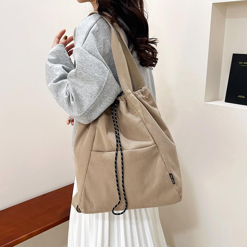 Casual Big Bag Women's 2025 New Fashion Corduroy Shoulder Bag Large Capacity Tote Class Commuter Oblique Span Bag
