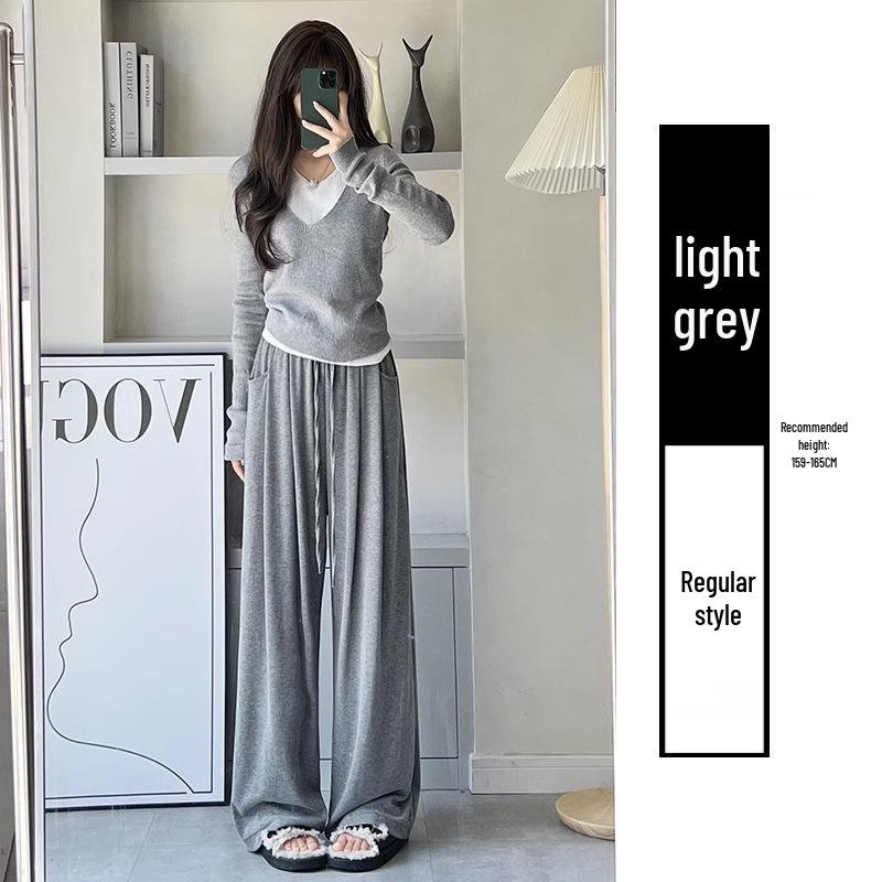 

Женские 2024 Серые Брюки с высокой посадкой, маленького размера, прямого кроя, мягкие, широкие, для весны/осени M