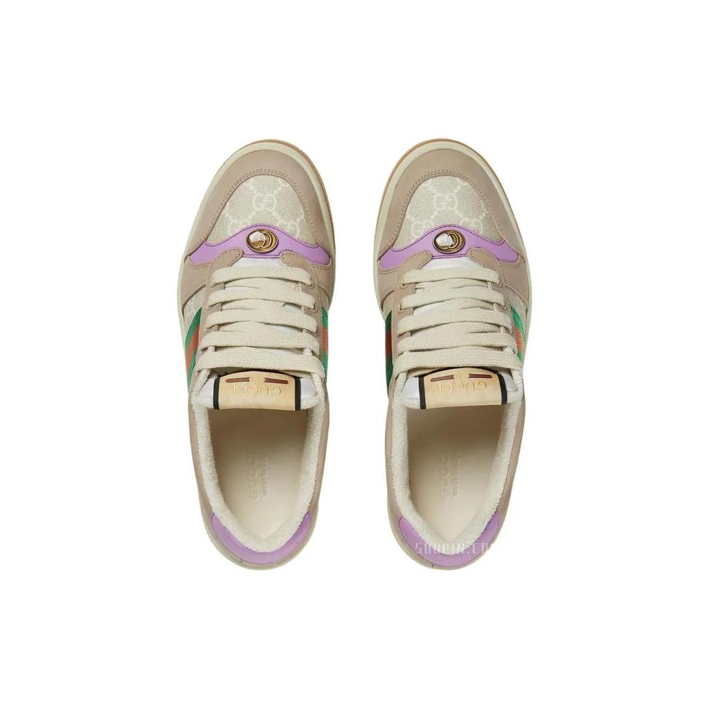 GUCCI Screener Distressed Shoes Canvas Leather Comfortable Low top Stylish Skateboarding Shoes Women's Multicolor (Unisex) Skate Shoes