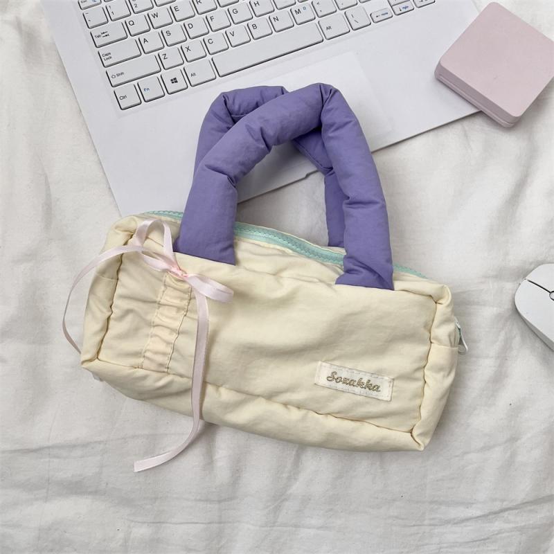 Cute Multi Color Bow Pencil Case Large Capacity Multi Functional Pencil Storage Bag Students Pen Bag Handheld Makeup Bag