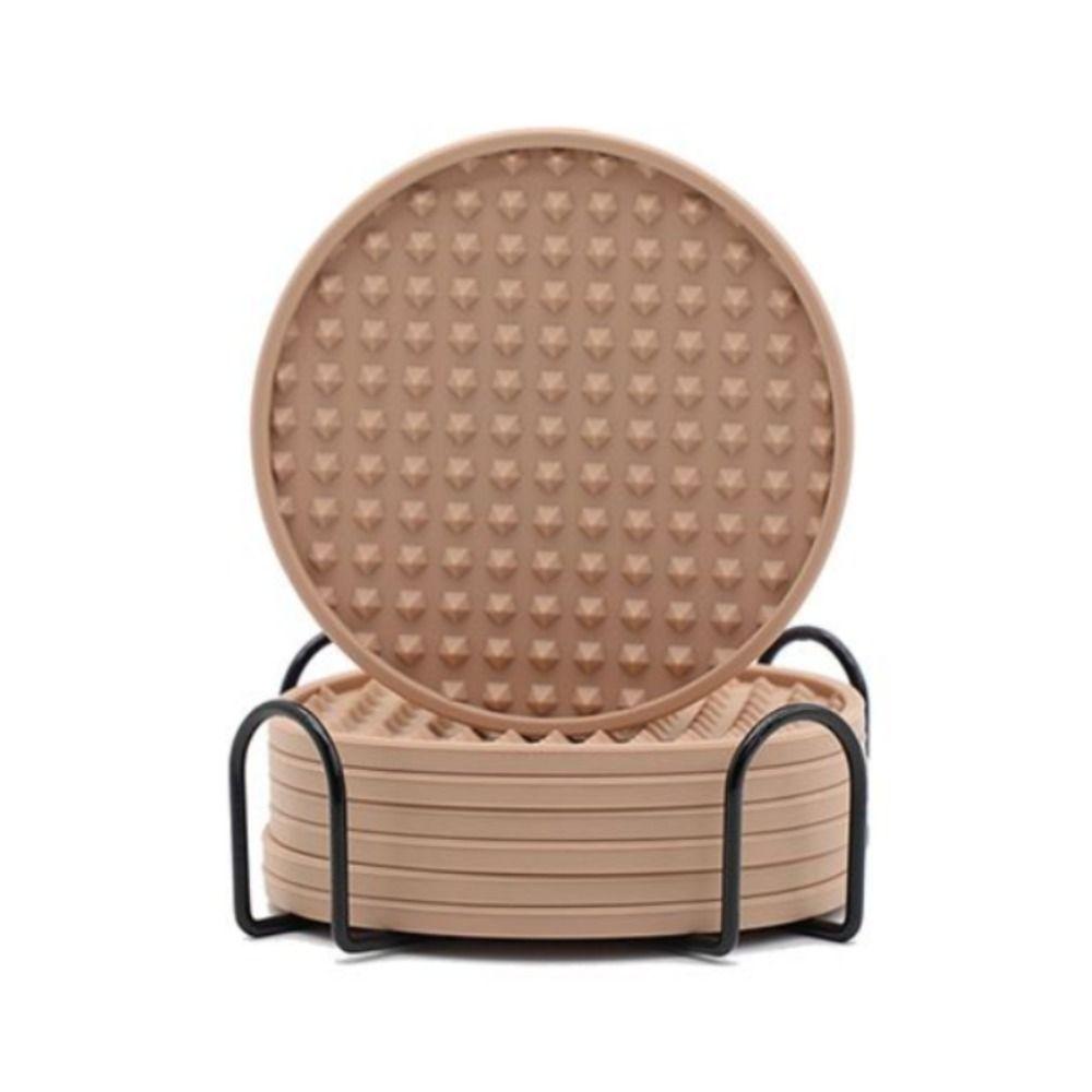 6PCS Protect Furniture Silicone Coasters with Holder Non-Slip Coasters for Drinks  Kitchen