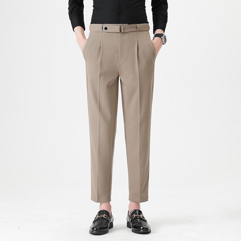 Autumn men's casual pants nine-point small trousers elastic slim-fitting small straight trousers men's and young men's business trousers