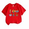 Kids Boys Girls 100% Cotton Crew Neck Short Sleeve T-Shirt, Cute Orange Cartoon Cat Family Print Casual Soft Breathable Top for Children Daily Wear, G
