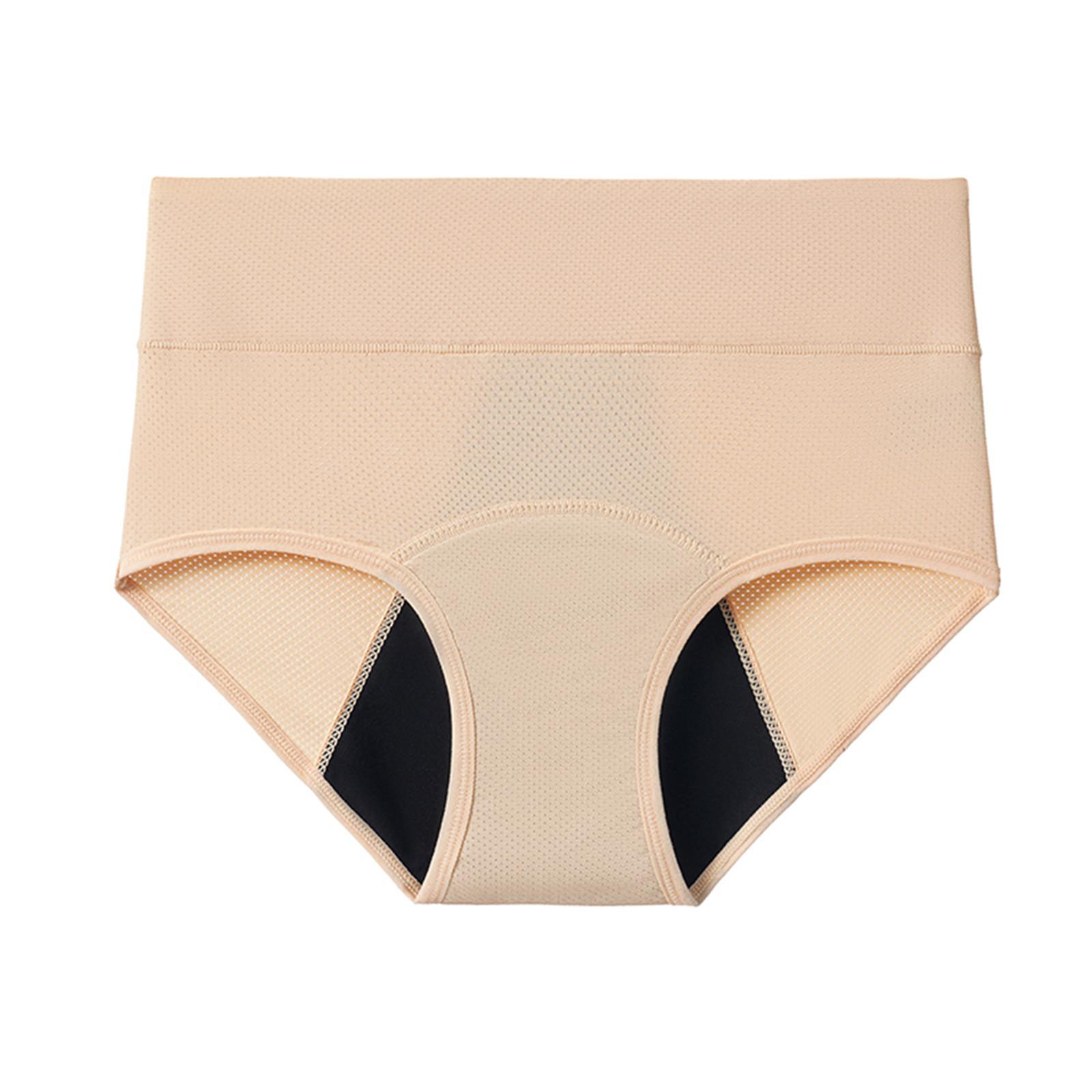 

Женское бесшовное менструальное нижнее белье с высокой талией, впитывающее и герметичное нижнее белье L бежевый