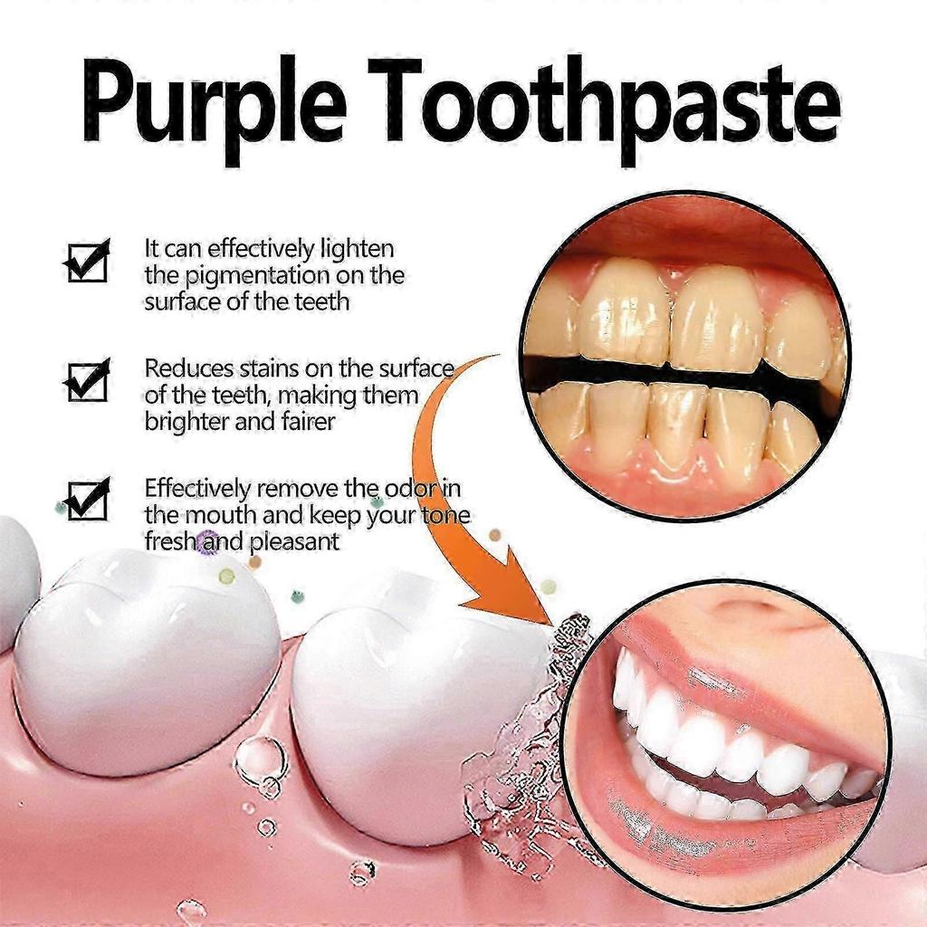 New Model Oralhoe Purple Teeth Whitening Toothpaste, Deep Cleaning of Tartar, Tooth Stains, Bad Breath, Fresh Breath Toothpaste
