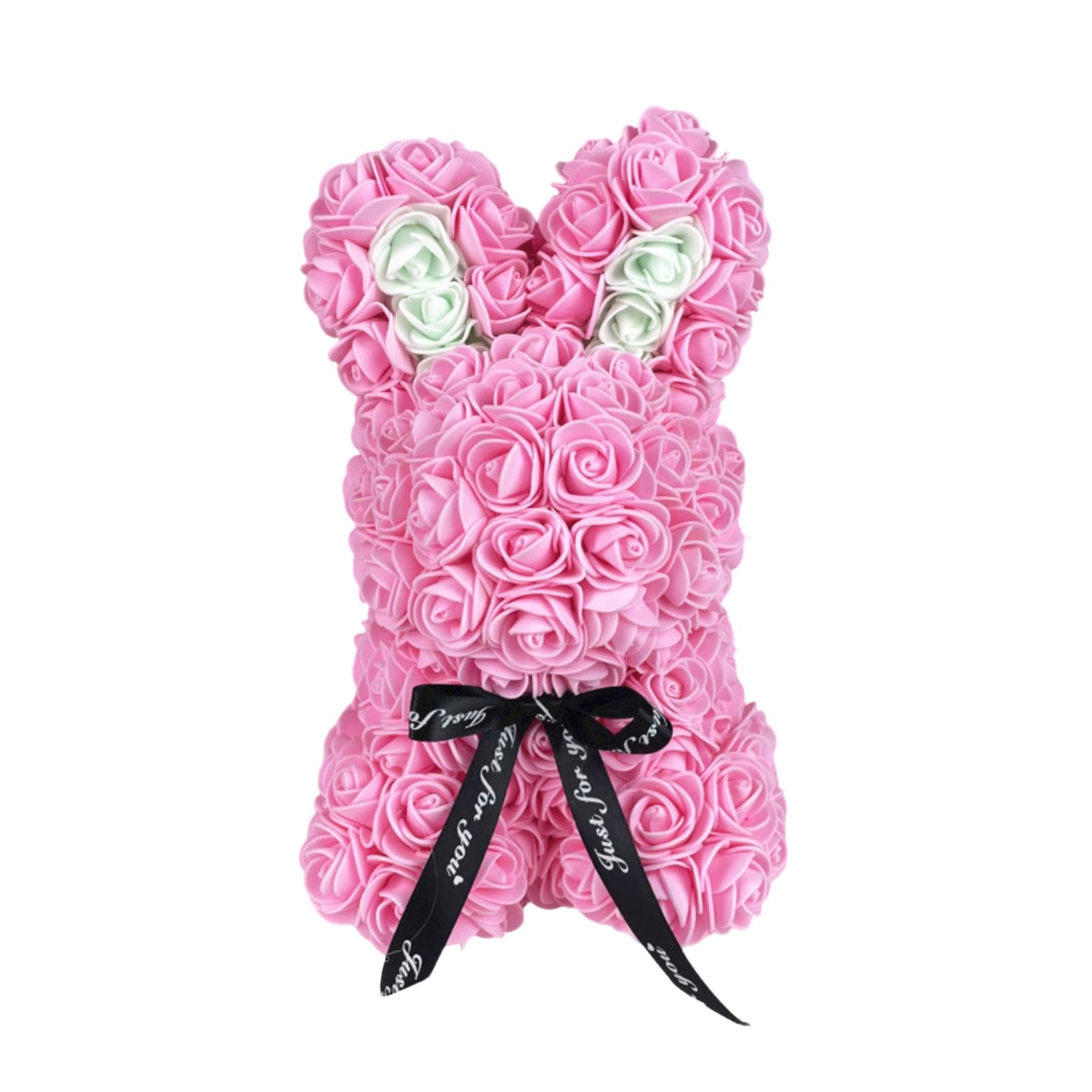 Preserved Rose Bunny, Preserved Flower Bunny Paired With Pe Foam Flowers. One Size