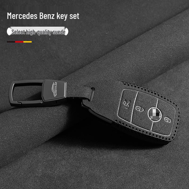 Mercedes-Benz E300L Key Cover: Suede Grade with Buckle for Men's C260LC200L GLC/GLB220