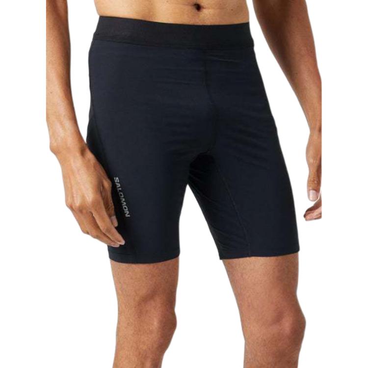 Salomon Solid Color Breathable Three-Quarter Sports Shorts Men shorts Deep-Black LC2189500