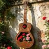 Garden Fence Guitar Flower Pot, Metal Wall Pocket with Front Open Holder for Hanging Porch Wall Display and Entry Wall Setting for Use