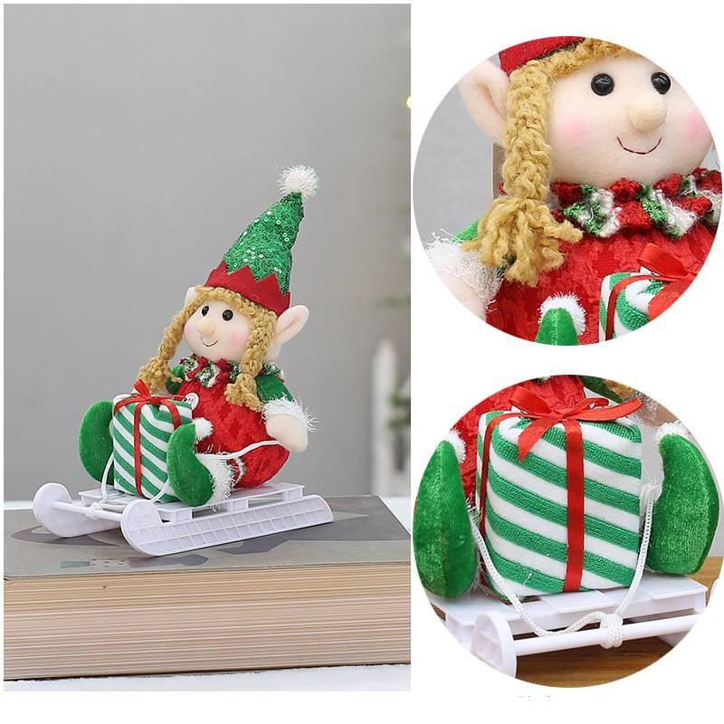 Elf Doll Christmas Sled Car Sitting Sleeping Retractable Standing Ornaments