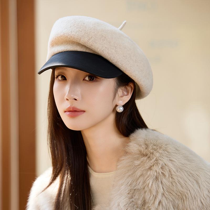 Ladies Autumn and Winter Woolen Beret New Warm British Octagonal Hat