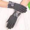 Warm gloves autumn and winter women's bow thickened fleece cold-proof outdoor riding non-inverted fleece touch screen gloves