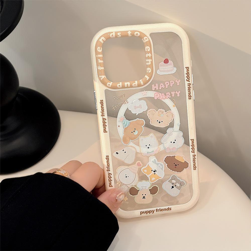 

Magnetic Phone Case with Small Dog Head Bracket for iPhone 15 Pro Max, 16, 17, and 11 - Includes Hanging Chain, Hard Shell Design 13 Pro Max