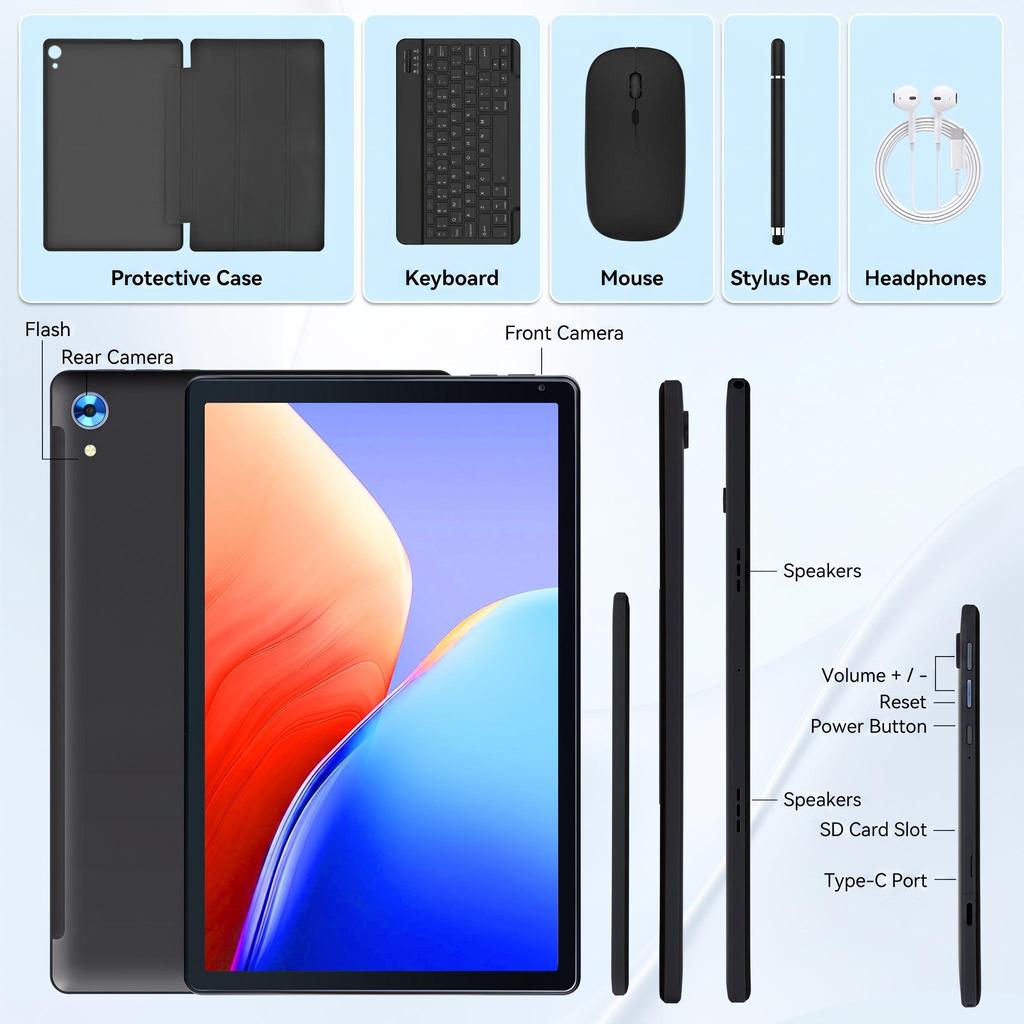 Tablet Android 16, 30 GB + 128 GB, osmijádrový, 10,1 palce, procesor A537, rozšiřitelné úložiště 1 TB