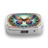 Portapillole Portatile con 2 Scomparti, Mini Custodia Organizer in Metallo per Medicine, Carino Contenitore Stampato per Pillole, Vitamine, Gioielli, Viaggio, Uso Quotidiano