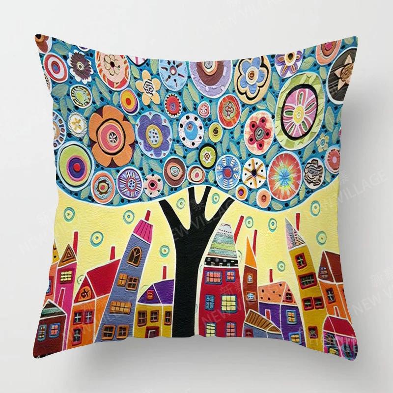 Home Living Room Decoration Cushion Covers Vintage Oil Painting Style Throw Pillow Cover45*45 Pillowcase 40x40cm 50x50 45x45