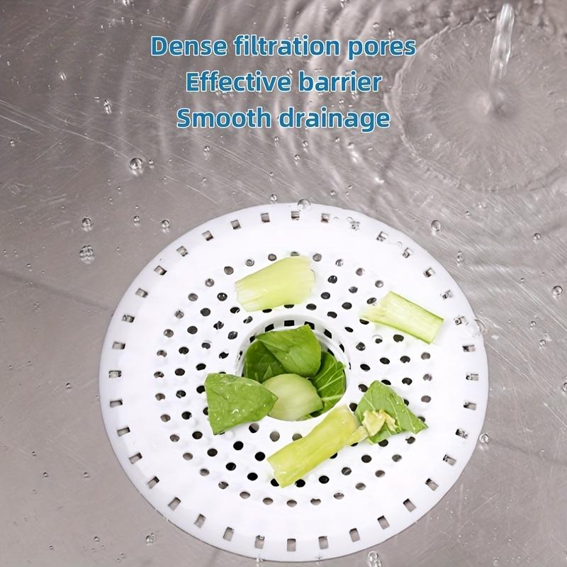 Silicone Drain Filter, Hair Catcher for Shower & Kitchen Sink, Retractable Drain Cover with Suction Cup, Easy Clean