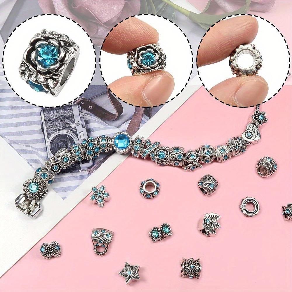 10/20/30 sztuk stop seria jasnoniebieska koralik z dużym otworem koralik ozdobny koralik przekładkowy DIY bransoletka naszyjnik kolczyki brelok do kluczy tworzenie biżuterii