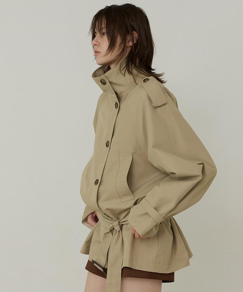 CITYBREEZE High-Neck Belted Half Trench Coat_Beige