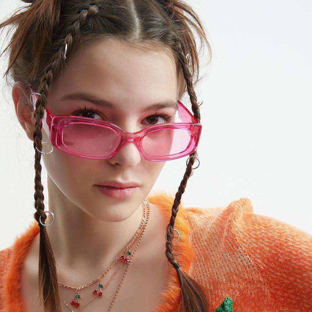 813018 Candy-Colored Square Sunglasses For Women, Colored Transparent Glasses For Men, Recommended By Retro Sunglasses Hipsters