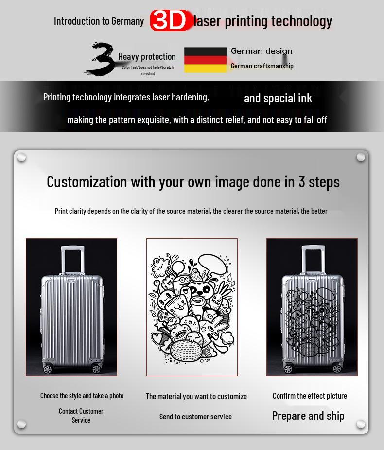 20" Aluminum-Magnesium Alloy Trolley Case - Unisex Metal Travel & Business Suitcase with Leather Accents