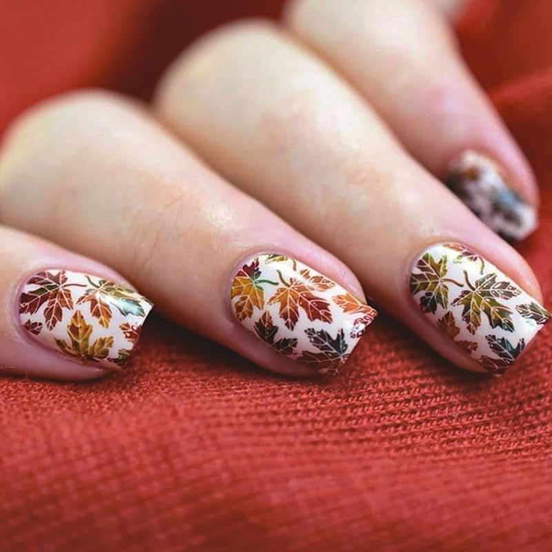 30Pcs Thanksgiving Press on Nails Short Round Shape French Tip Fake Nails with Pumpkin Pie Designs Full Cover Fall Acrylic Nails Thanksgiving Turkey